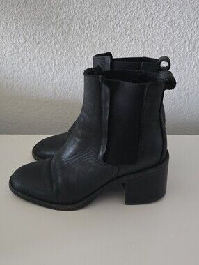 AllSaints Women's Black Leather Chelsea Ankle Boots Minimalist Classic Size 36